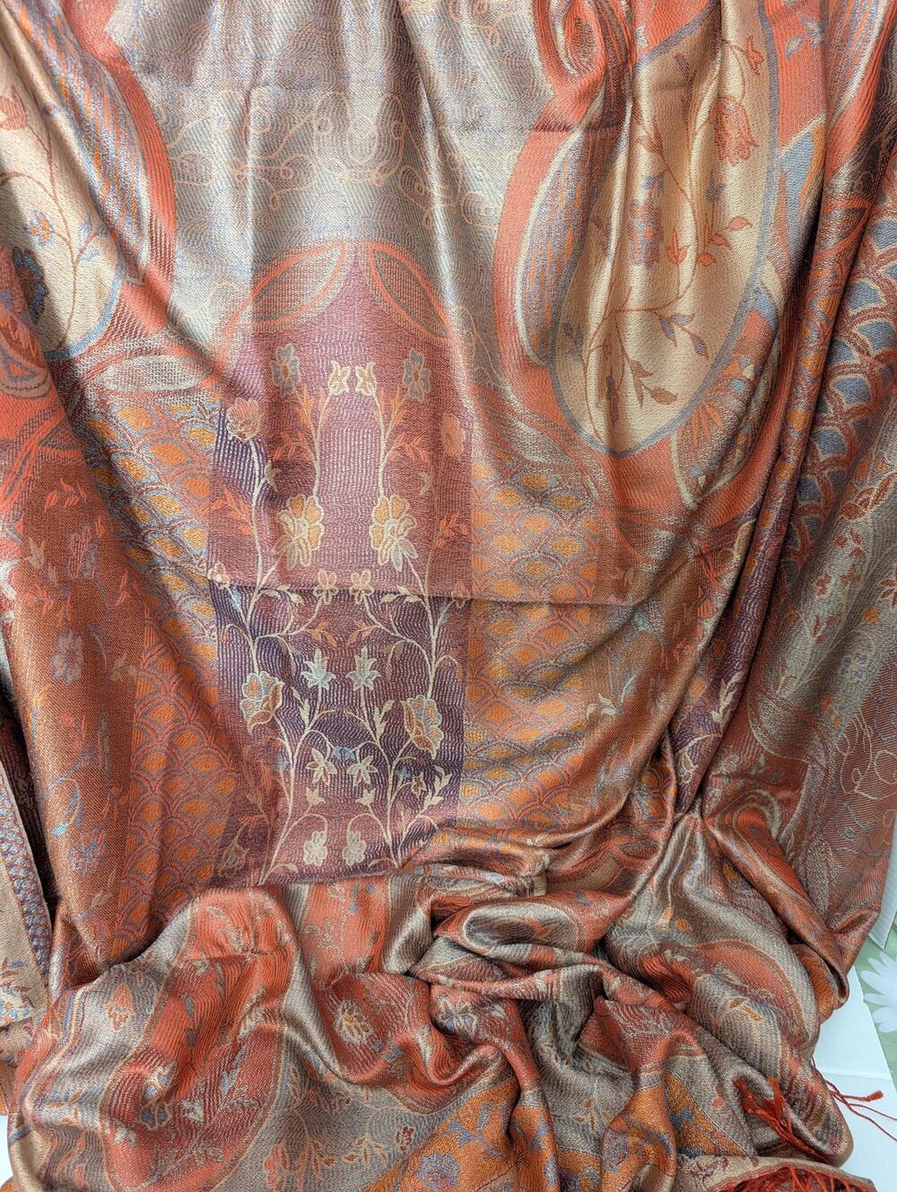 Vintage Fine Merino Wool Red/Orange Floral 90x108in SRP 349
